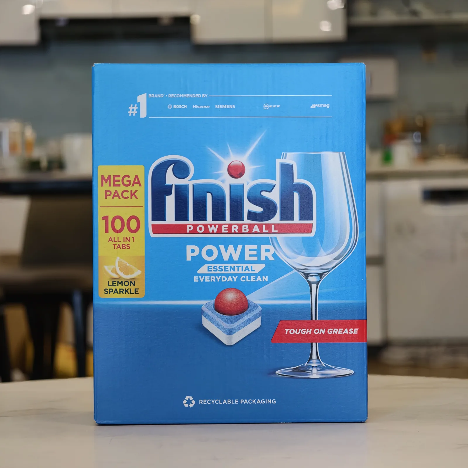 Viên bát Finish Power Essential 100 viên - Hương Chanh (6 chức năng)